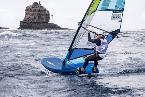 Nico Prien rounds the top of Lanzarote